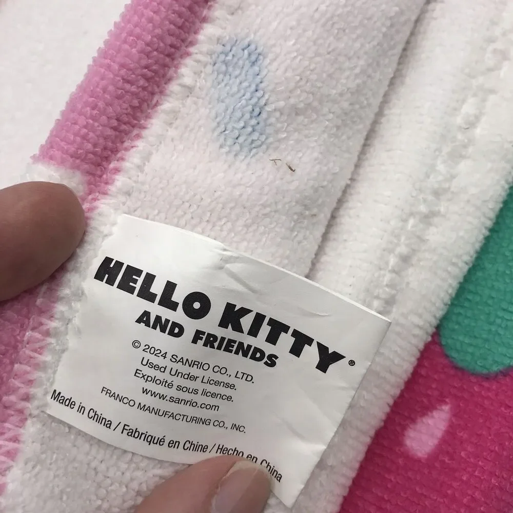 Lot of 2 Hello Kitty Beach BATH Towel Microfiber Pink and Blue 27” x 54” Sanrio
